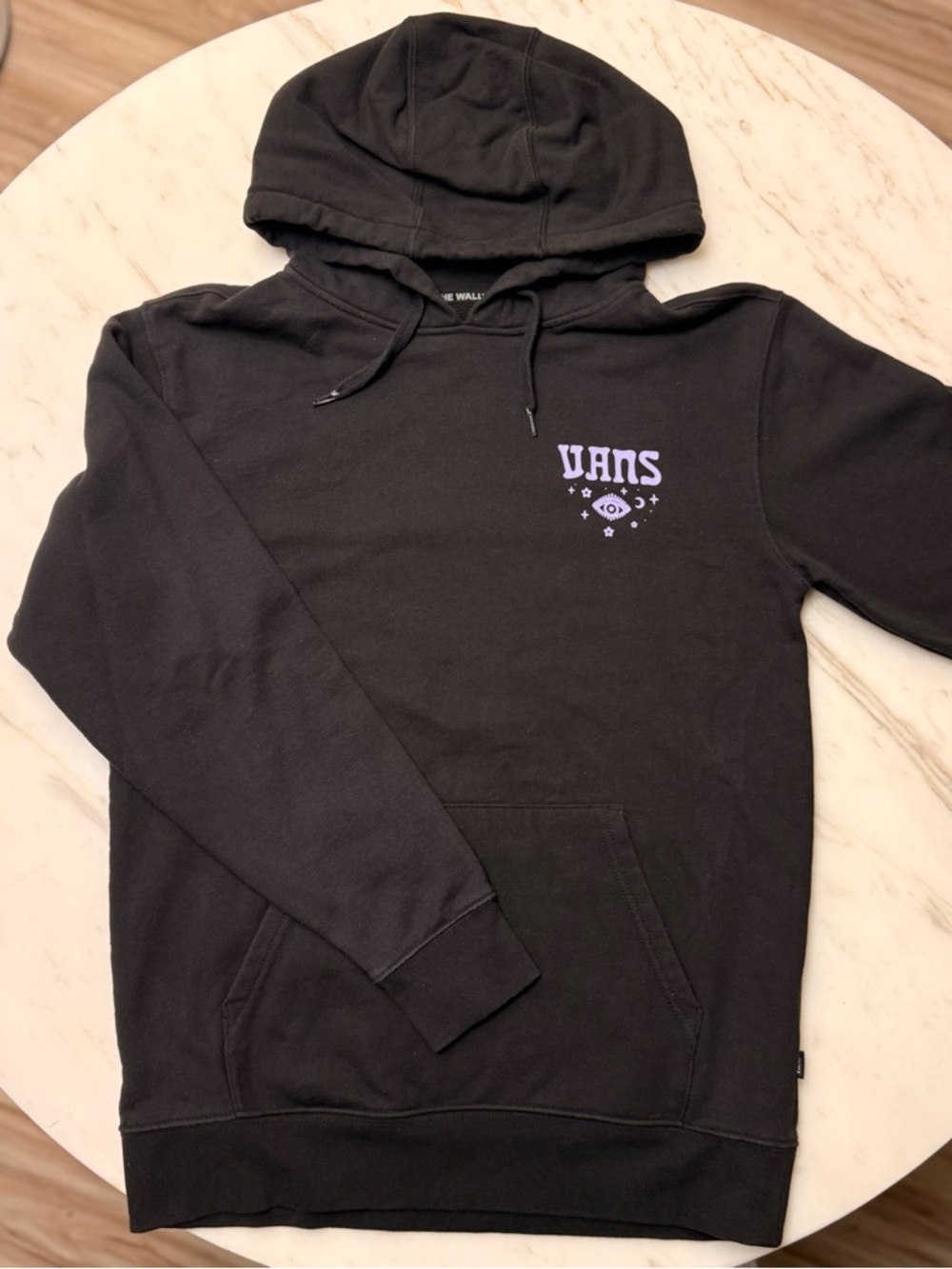 Vans Black Crewneck Hoodie with Lavender Logo